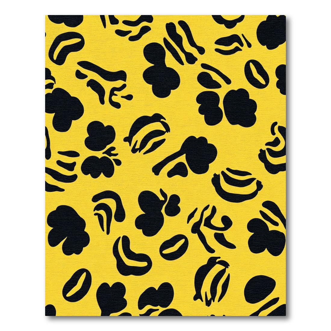 Vibrant Yellow Black Abstract Elements Rug