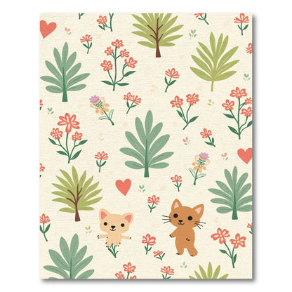Whimsical Cat Floral Grove Rug