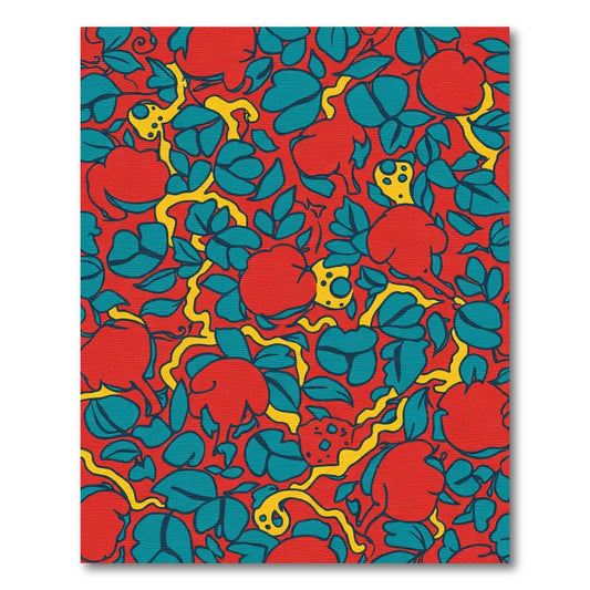 Crimson Red Floral Vine Arrangement Rug