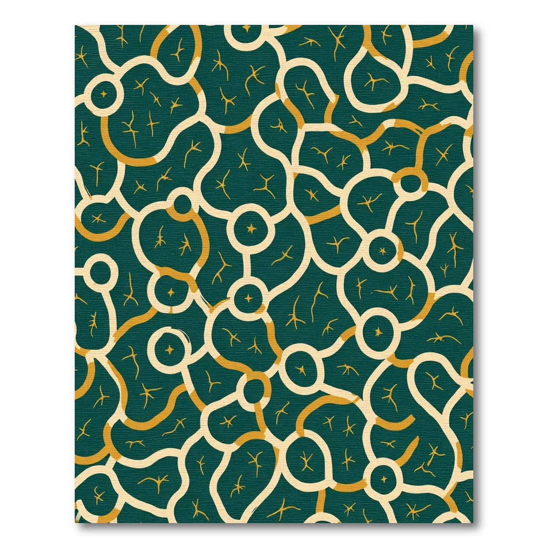 Dark Teal Organic Line Abstract Rug
