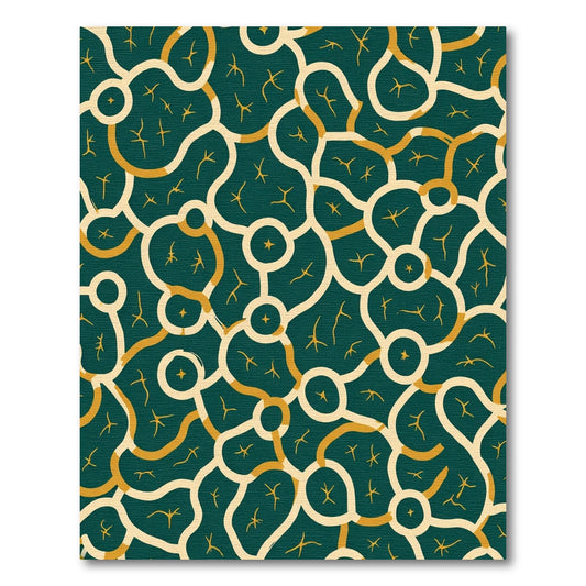 Dark Teal Organic Line Abstract Rug