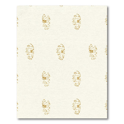 Cream Golden Abstract Oval Medallions Rug
