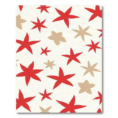 Red Tan Starburst Scatter Rug