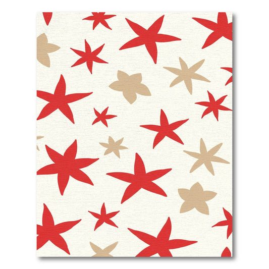 Red Tan Starburst Scatter Rug