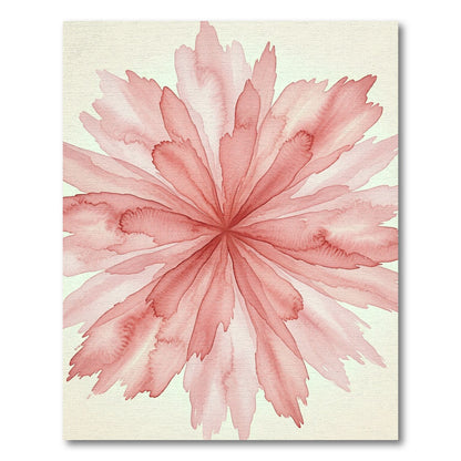 Soft Coral Watercolor Petal Burst Rug