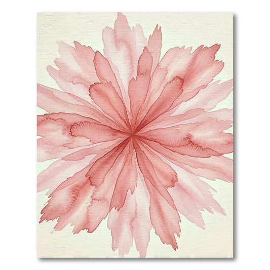 Soft Coral Watercolor Petal Burst Rug