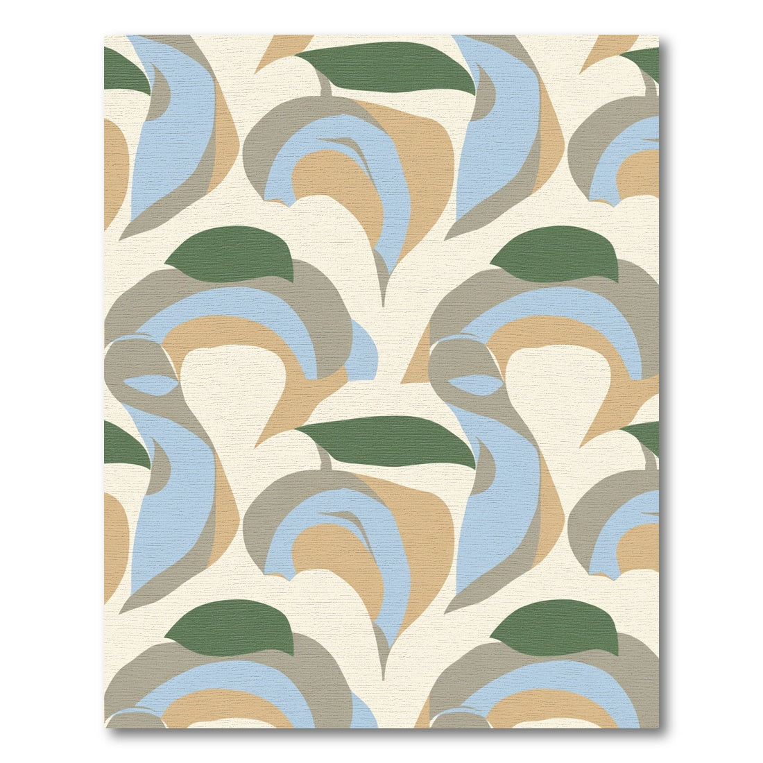 Abstract Beige Blue Leaf Swirl Rug
