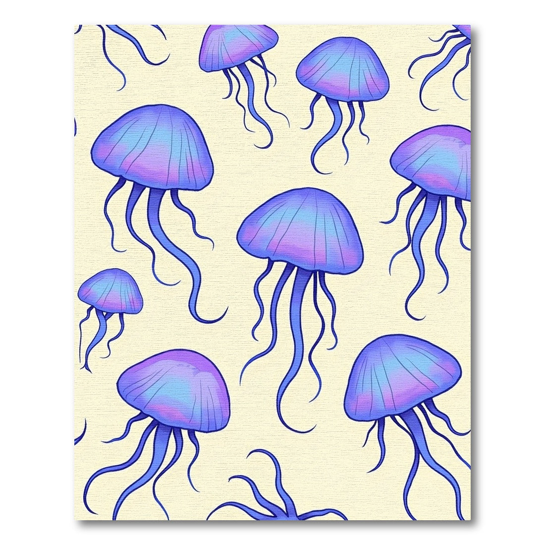 Blue Purple Jellyfish Swirl Repeating Pattern Rug