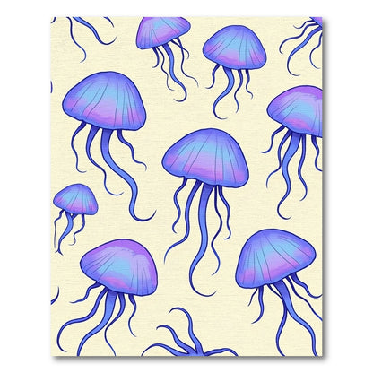 Blue Purple Jellyfish Swirl Repeating Pattern Rug