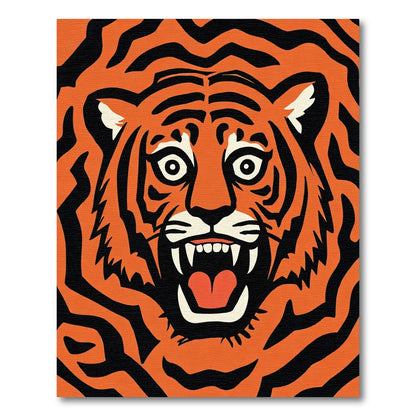 Bold Orange Black Tiger Face Rug