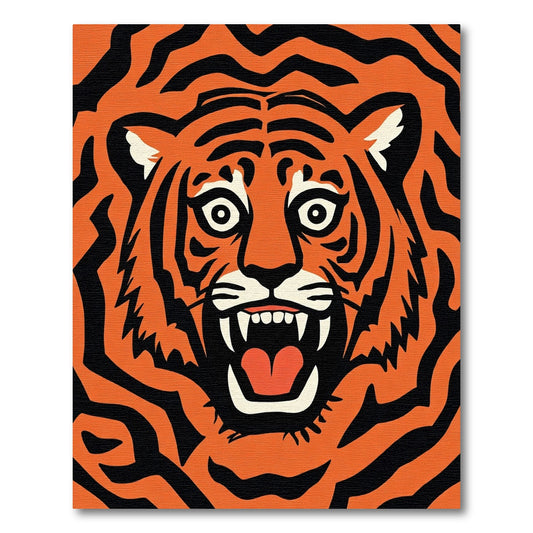 Bold Orange Black Tiger Face Rug