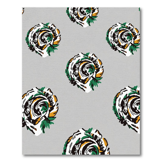 Monochromatic Floral Swirl Yellow Green Accents Rug