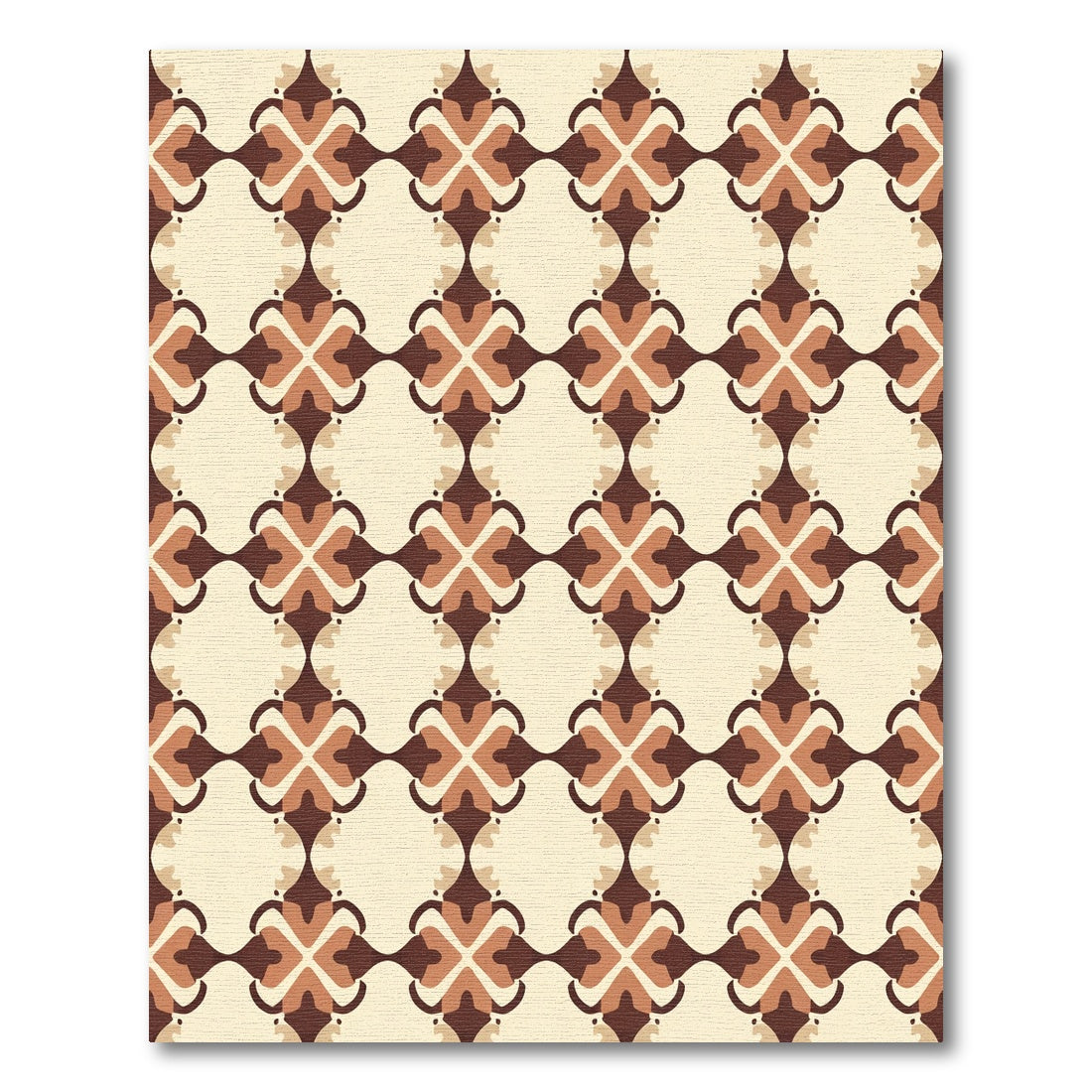 Retro Cream Brown Floral Grid Rug