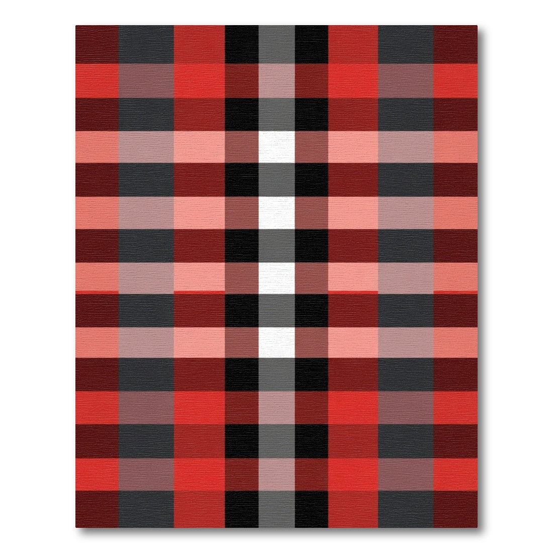 Red Black Gray White Plaid Check Rug