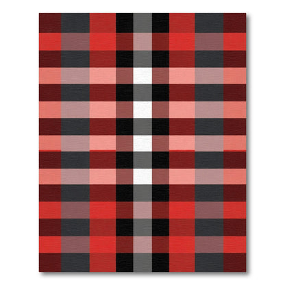 Red Black Gray White Plaid Check Rug