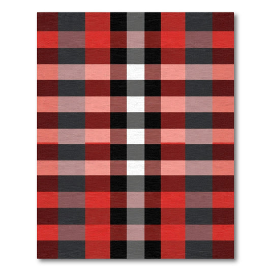 Red Black Gray White Plaid Check Rug