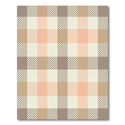 Warm Plaid Peach Brown Cream Rug