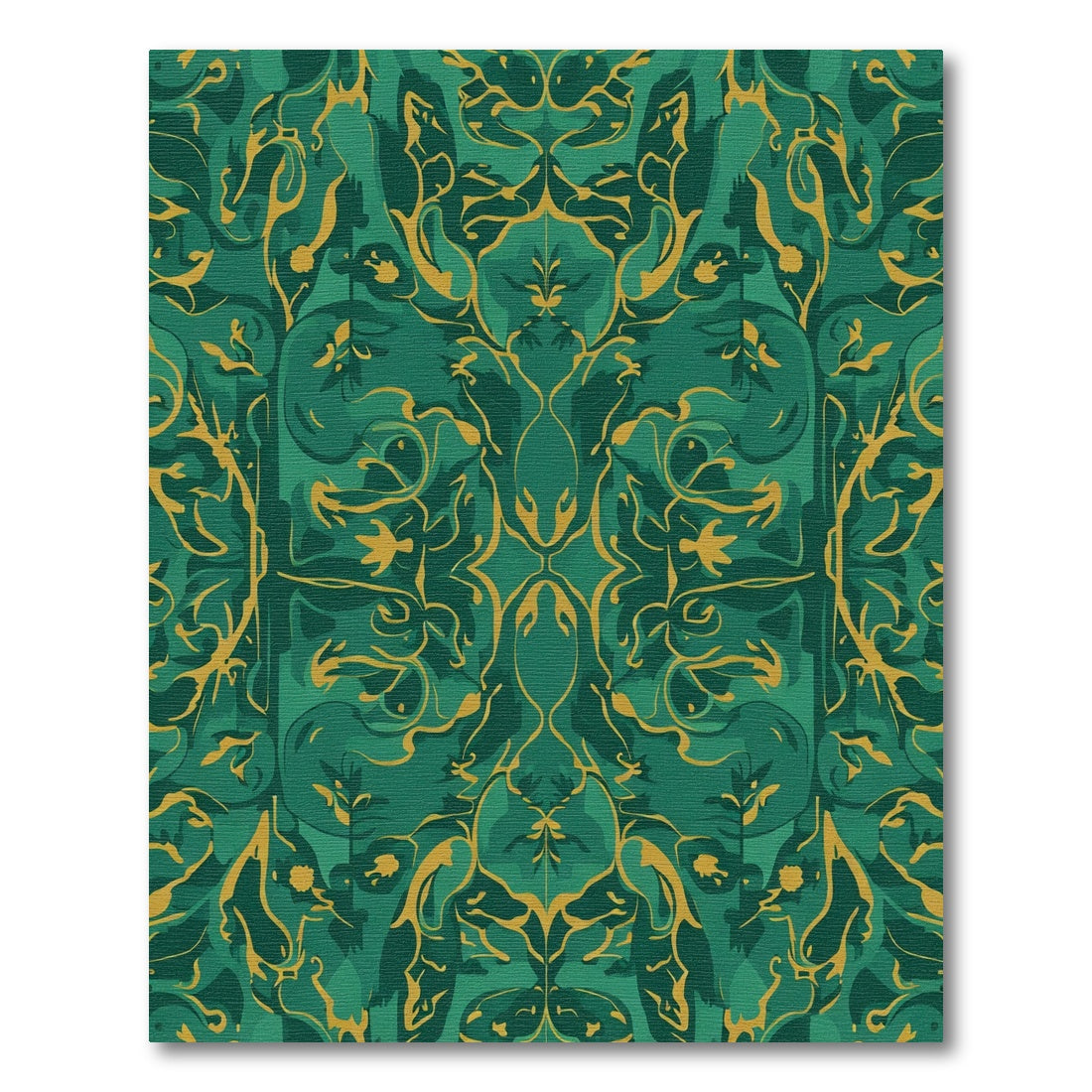 Emerald Gold Abstract Organic Swirls Rug
