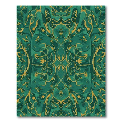 Emerald Gold Abstract Organic Swirls Rug
