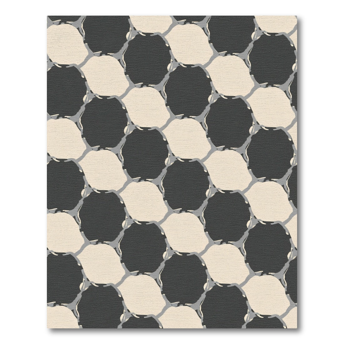 Dark Gray Beige Interlocking Octagon Rug