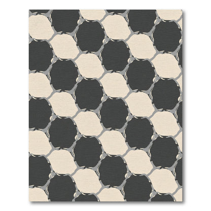 Dark Gray Beige Interlocking Octagon Rug