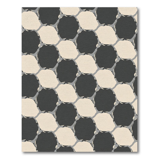 Dark Gray Beige Interlocking Octagon Rug
