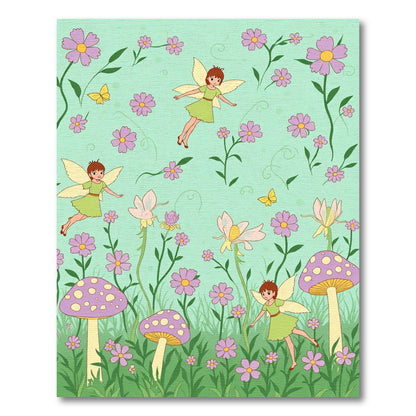 Whimsical Fairy Garden with Purple Flowers Rug