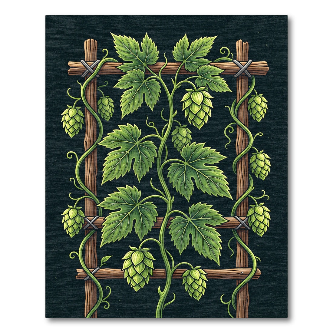 Botanical Green Hop Vine Trellis Rug