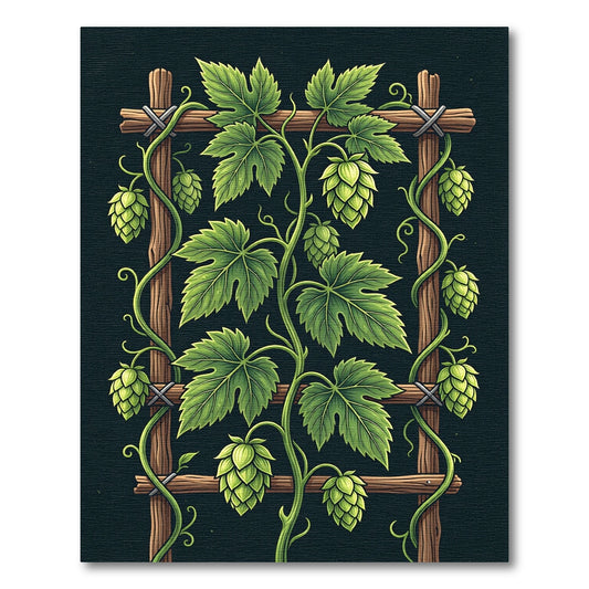 Botanical Green Hop Vine Trellis Rug