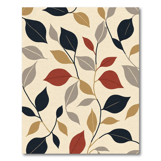 Terracotta Navy Gray Leafy Vines Rug