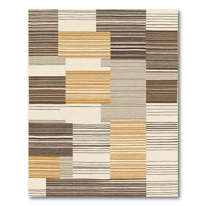 Earth Tones Horizontal Stripe Overlay Rug