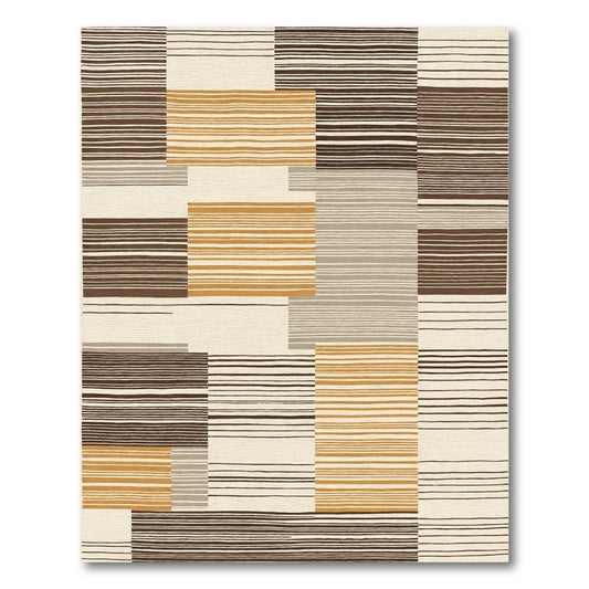 Earth Tones Horizontal Stripe Overlay Rug