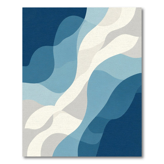 Deep Blue Abstract Flowing Waves Rug