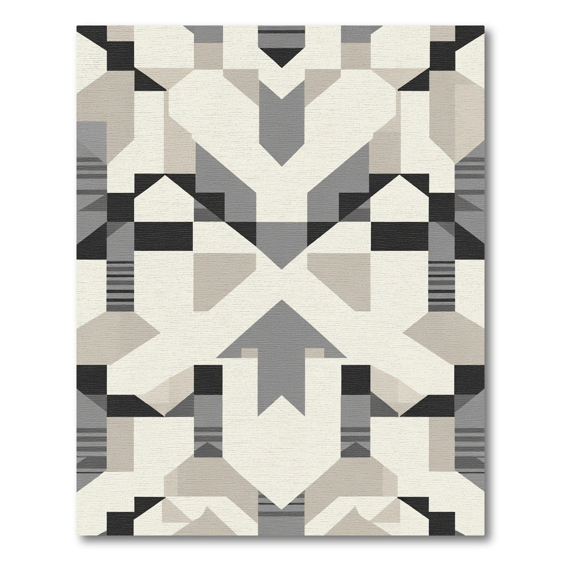 Geometric Neutral Tone Architectural Rug