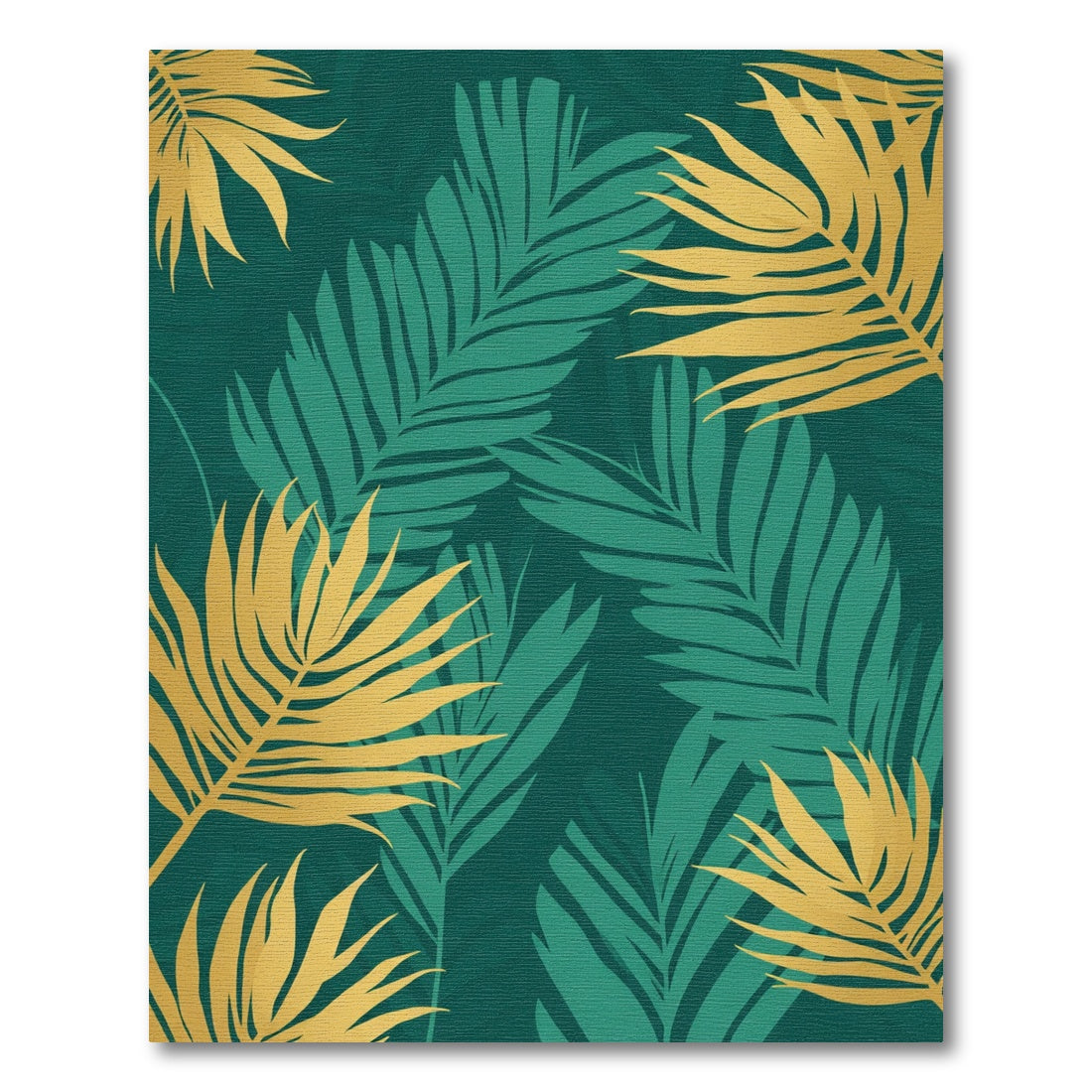 Gold Tropical Leaf Emerald Garden Rug