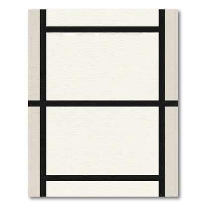 Minimalist Black White Grid Rectangles Rug
