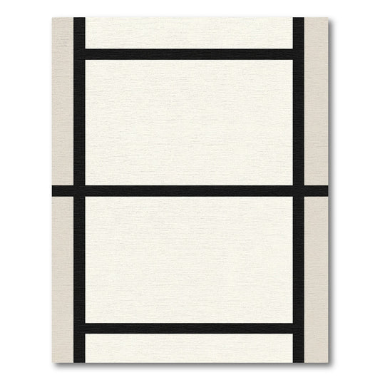 Minimalist Black White Grid Rectangles Rug
