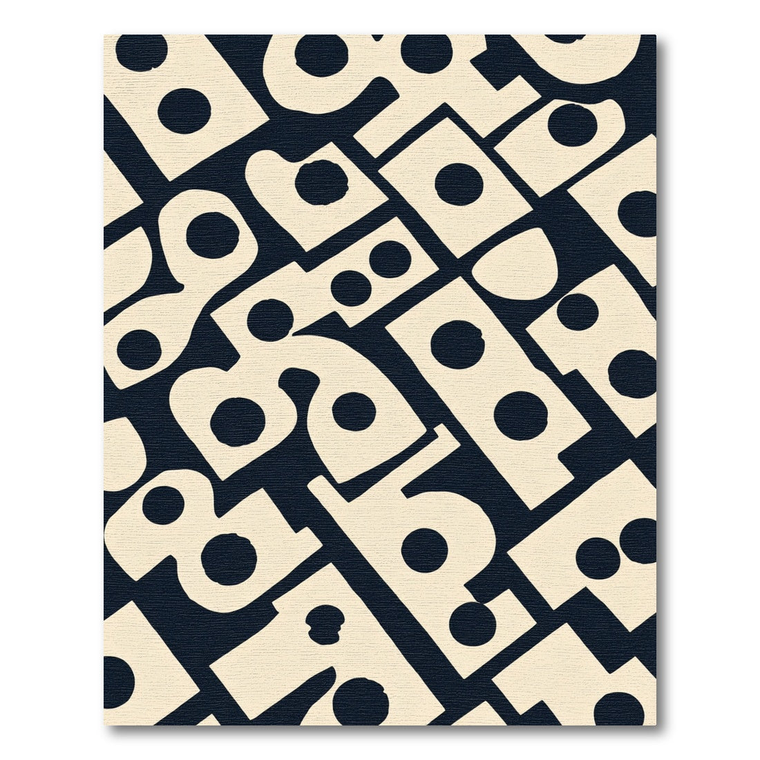 Cream Dots On Navy Abstract shapes Rug