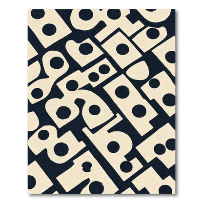 Cream Dots On Navy Abstract shapes Rug