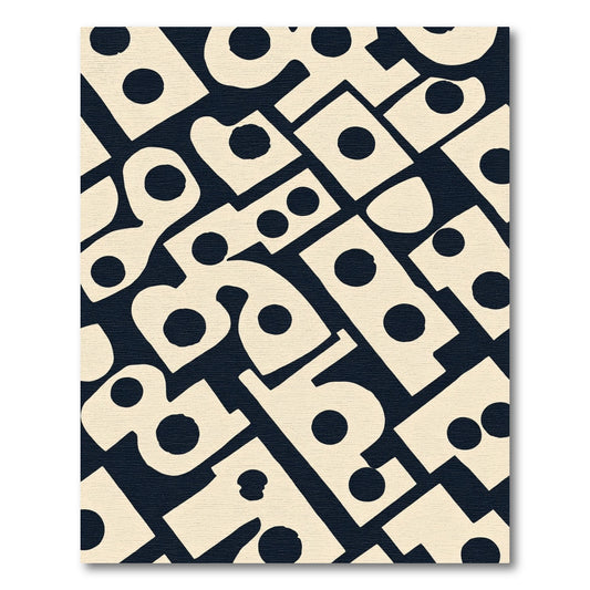 Cream Dots On Navy Abstract shapes Rug