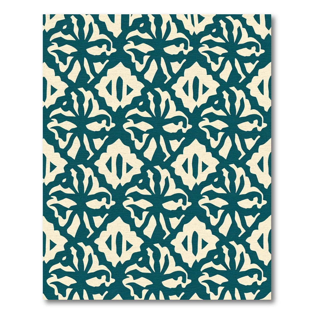 Teal and Cream Abstract Floral Arrangement Rug