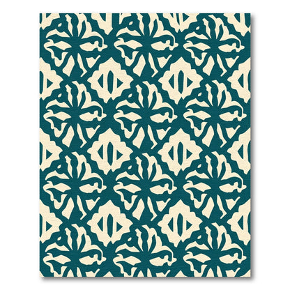 Teal and Cream Abstract Floral Arrangement Rug