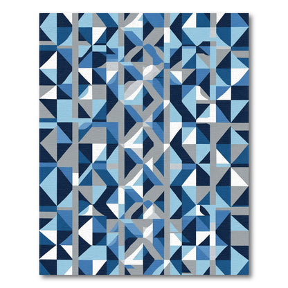 Abstract Blue Geometric Overlay Rug
