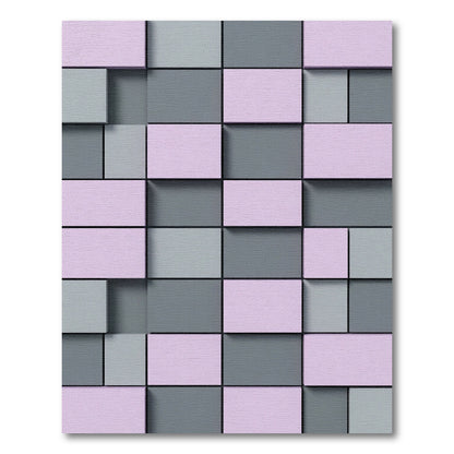 Pastel Pink Gray Geometric Tiles Rug