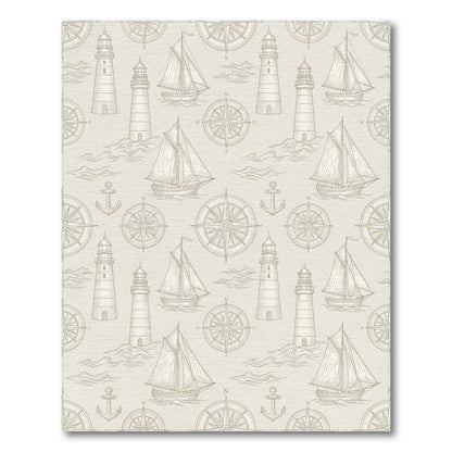 Vintage Nautical Lighthouses Sailboats Compasses Rug