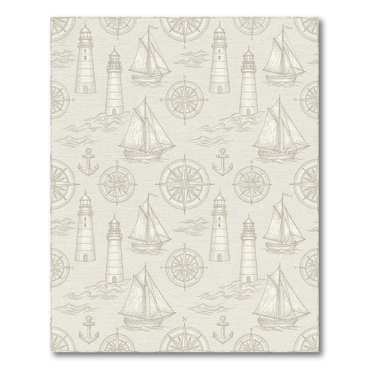 Vintage Nautical Lighthouses Sailboats Compasses Rug