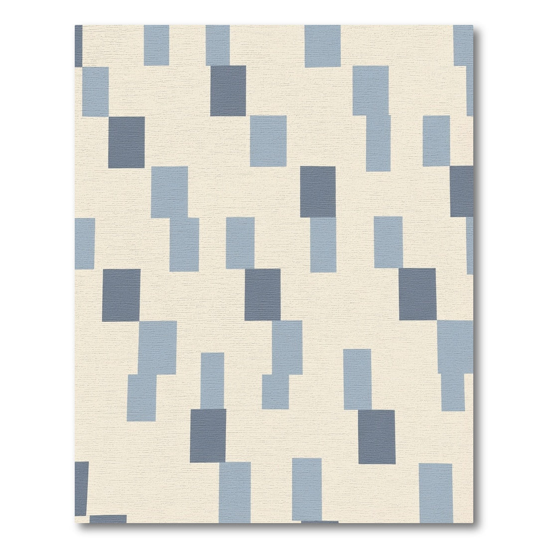 Pale Blue And Gray Rectangles Rug