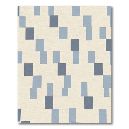Pale Blue And Gray Rectangles Rug