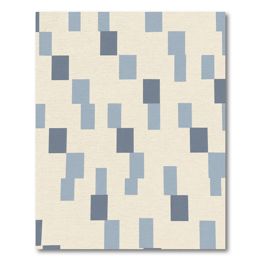 Pale Blue And Gray Rectangles Rug