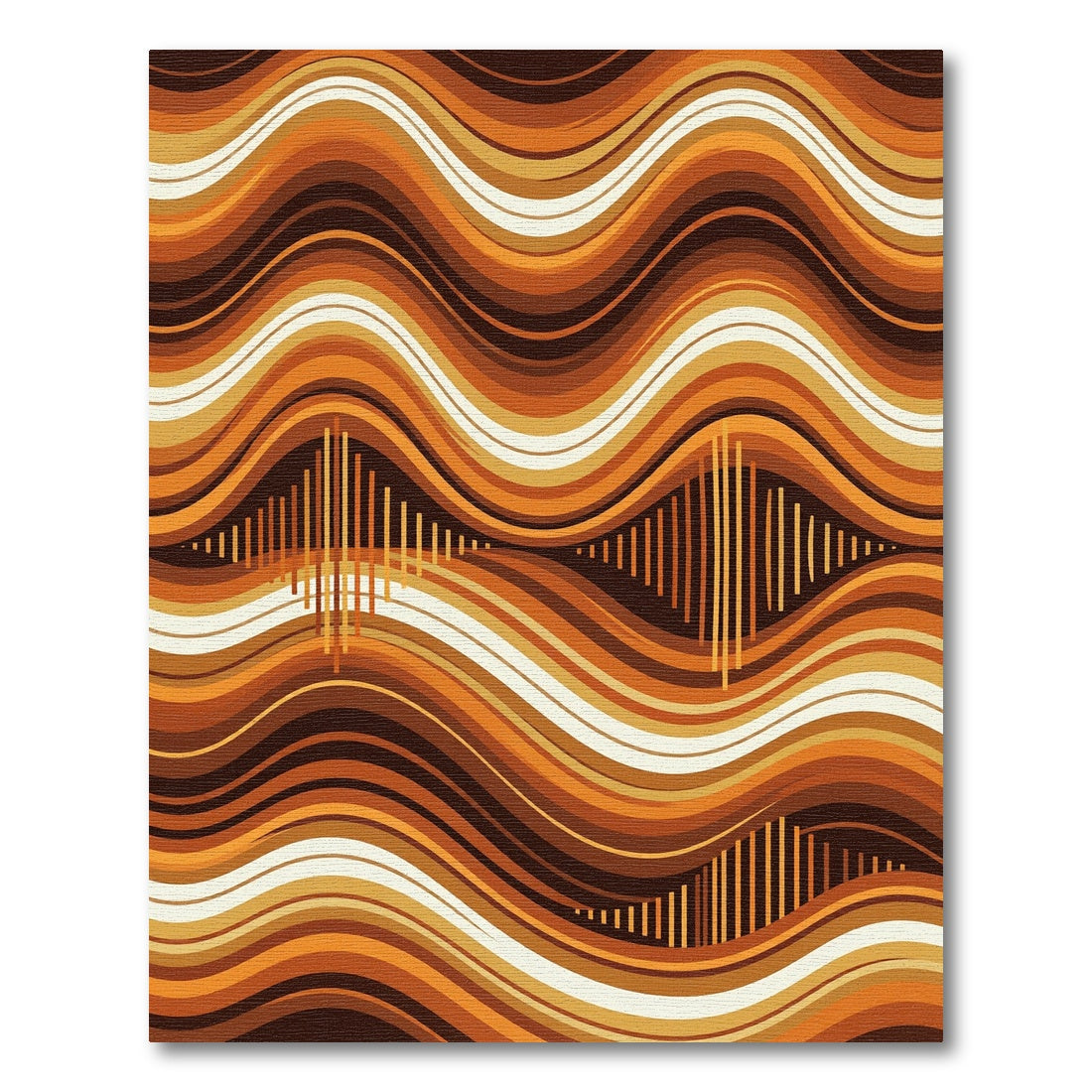 Retro Earth Tones Wavy Striped Art Rug